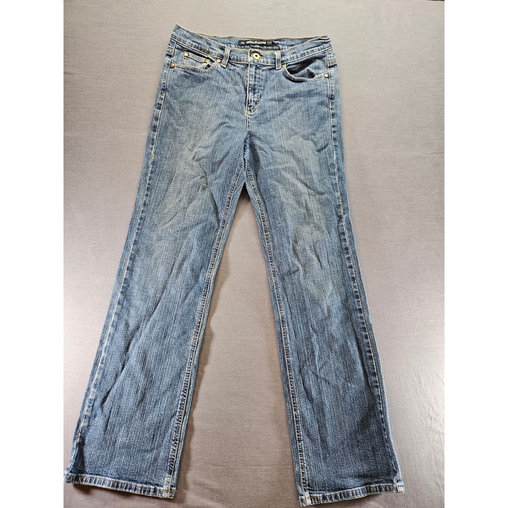 DKNY Jeans Womens Size 12 Medium Wash Straight Leg Stretch Denim Blue Jeans